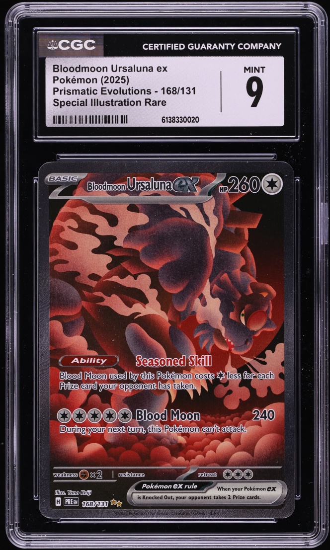 2025 Pokemon SV Prismatic Evolutions SIR Bloodmoon Ursaluna EX #168 CGC 9 MINT