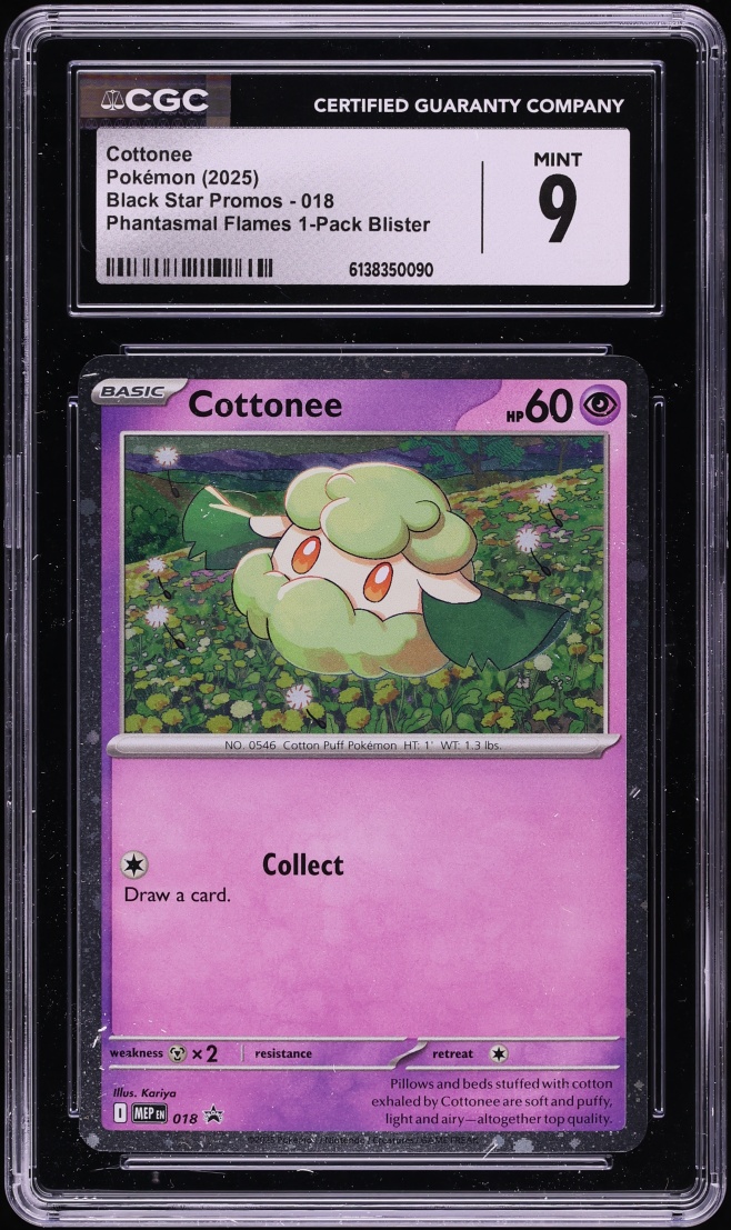 2025 Pokemon SV Black Star Promo Phantasmal Flames 1 Pack Blister Cottonee #018 CGC 9 MINT
