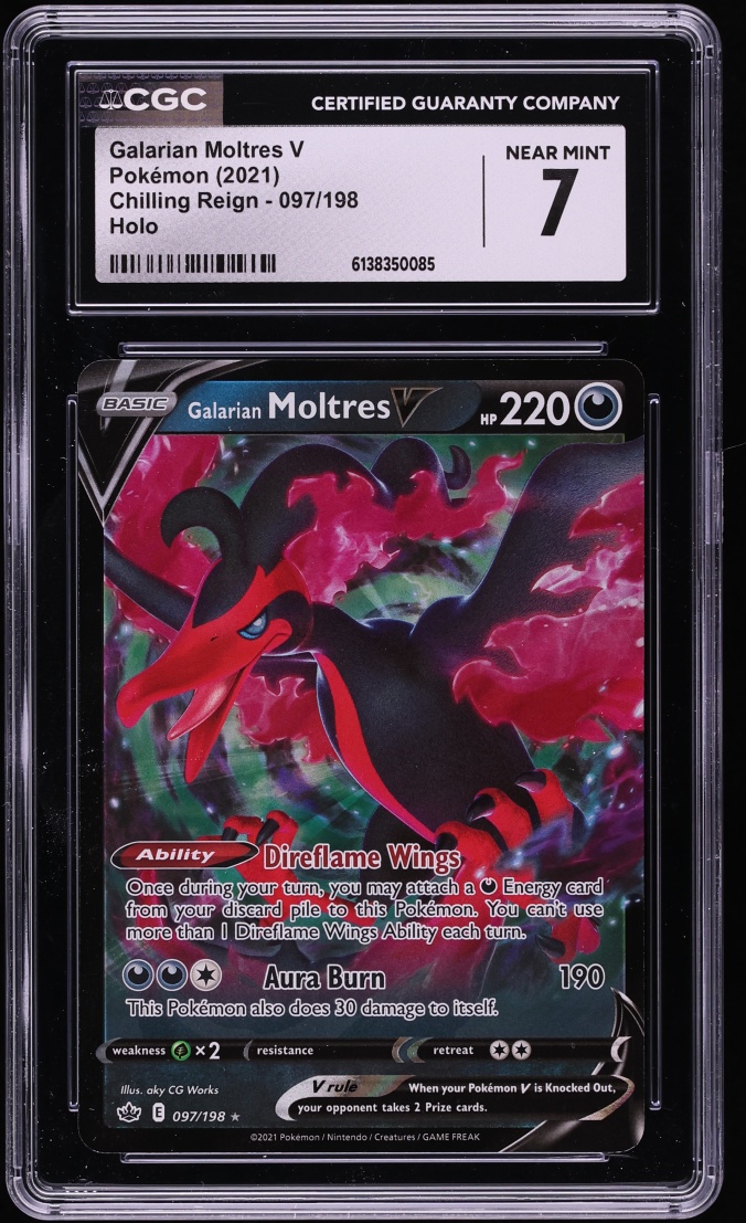 2021 Pokemon Sword & Shield Chilling Reign Alt Art Galarian Moltres V #97 CGC 7 NRMT
