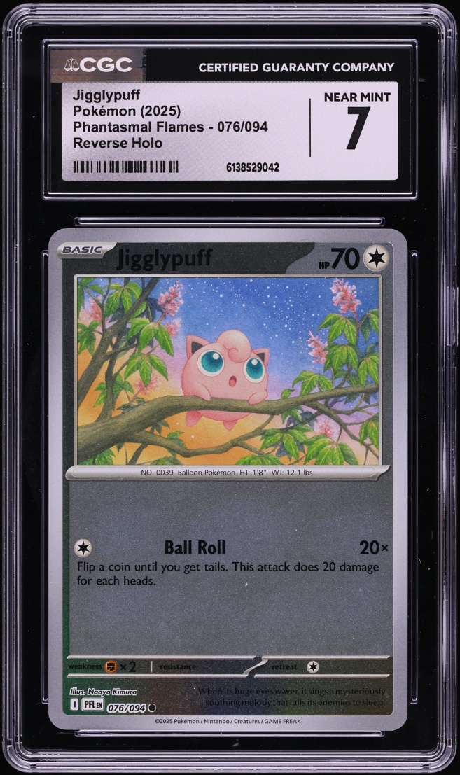 2025 Pokemon Mega Phantasmal Flames Reverse Holo Jigglypuff #76 CGC 7 NRMT
