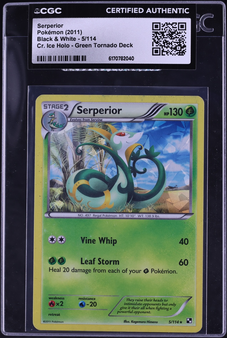 2011 Pokemon Black & White Cracked Ice Holo Green Tornado Deck Serperior #5 CGC AUTH
