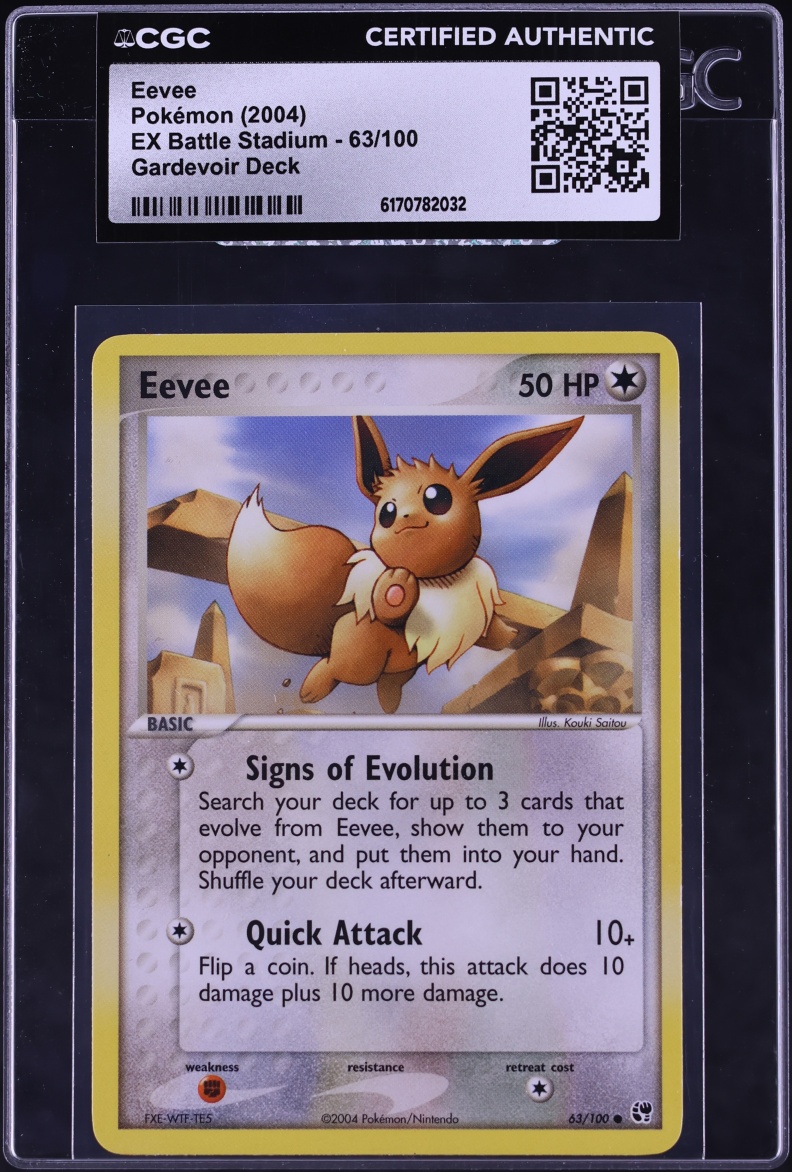 2004 Pokemon EX Battle Stadium Gardevoir Deck Eevee #63 CGC AUTH