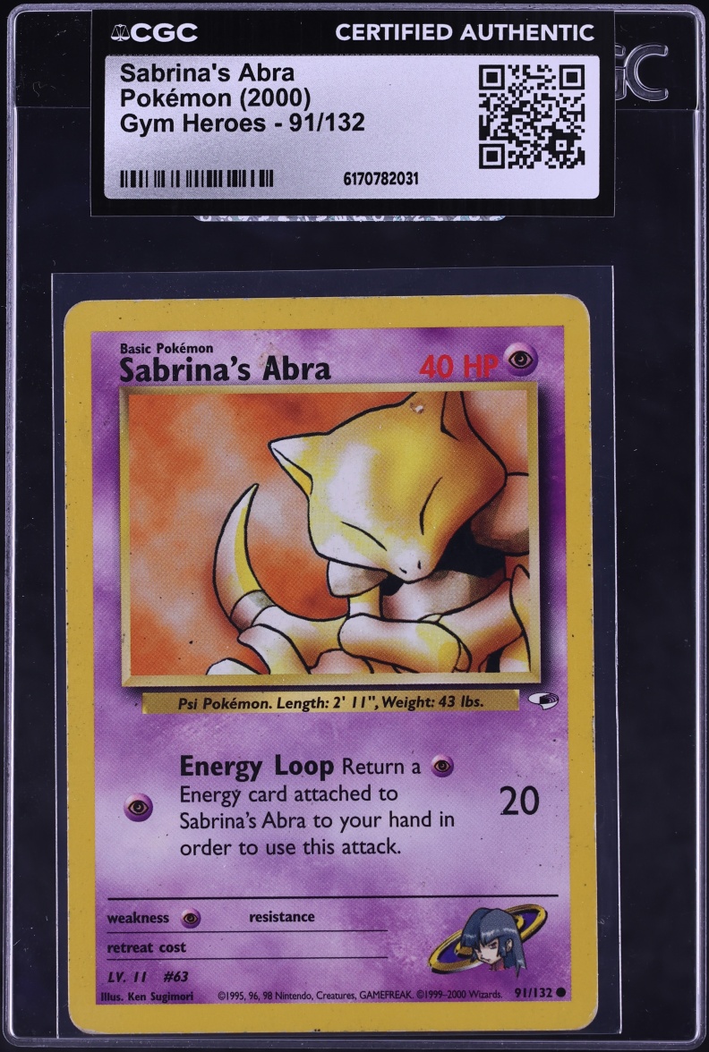2000 Pokemon Gym Heroes Sabrina's Abra #91 CGC AUTH