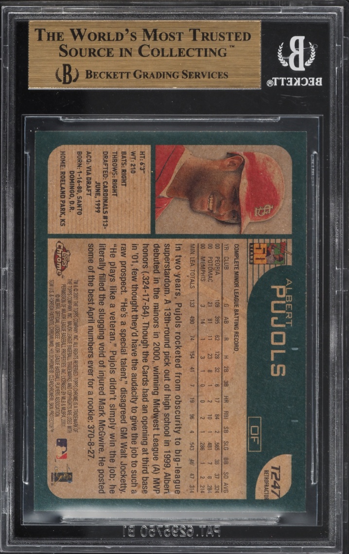 2001 Topps Chrome Traded Retrofractor Albert Pujols ROOKIE #T247 BGS 9.5 GEM MINT