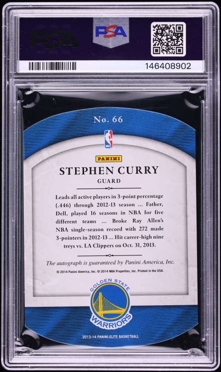 2013 Panini Elite Turn Of The Century Die-Cut Stephen Curry AUTO /50 #66 PSA 8 NM-MT - Photo 2