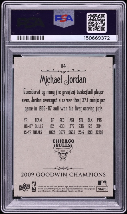 2009 Upper Deck Goodwin Champions Michael Jordan #114 PSA 10 GEM MINT - Photo 2