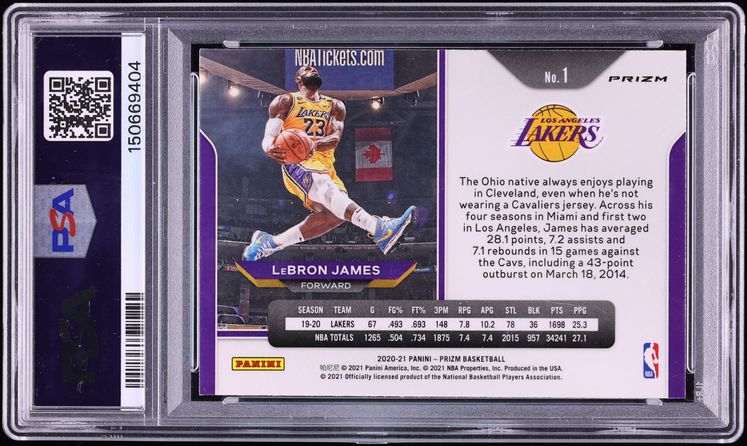 2020 Panini Prizm Blue Wave LeBron James #1 PSA 10 GEM MINT - Photo 2