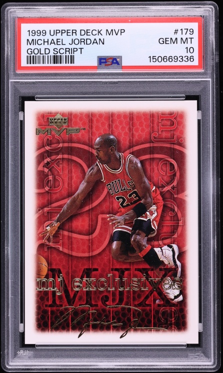 1999 Upper Deck MVP MJ Exclusives Gold Script Michael Jordan /100 #179 PSA 10 GEM MINT - Photo 1