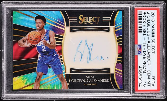 2018 Select Tie-Dye Prizm Shai Gilgeous-Alexander ROOKIE AUTO /25 PSA 10 GEM