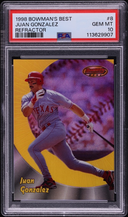 1998 Bowman's Best Refractor Juan Gonzalez /400 #8 PSA 10 GEM MINT