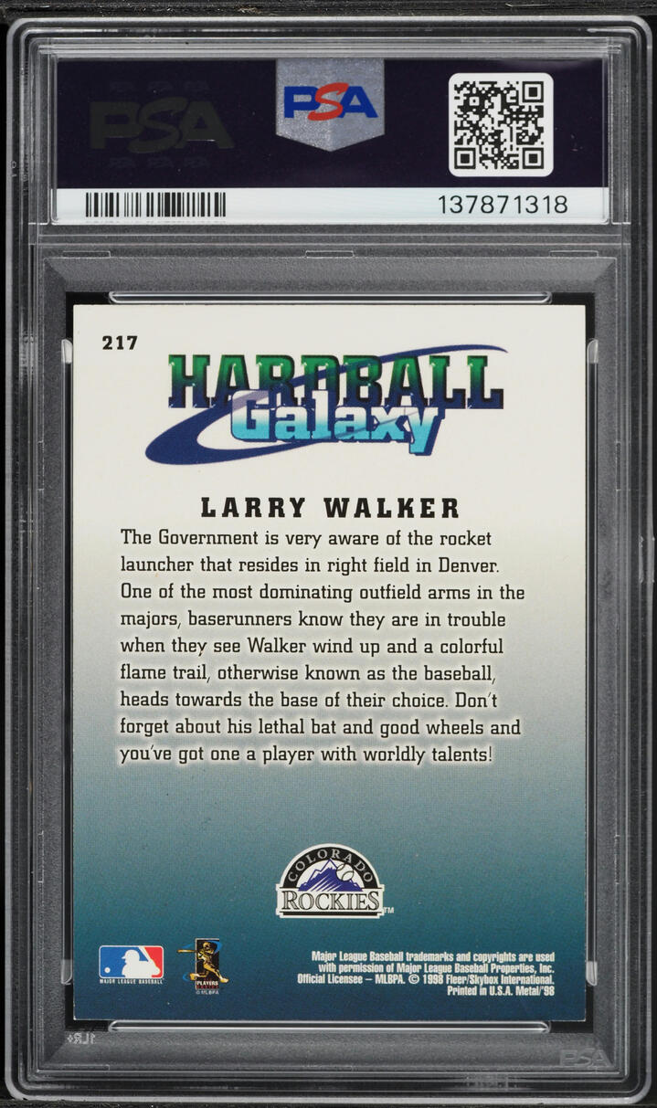 1998 Metal Universe Hardball Galaxy Larry Walker #217 PSA 6 EXMT