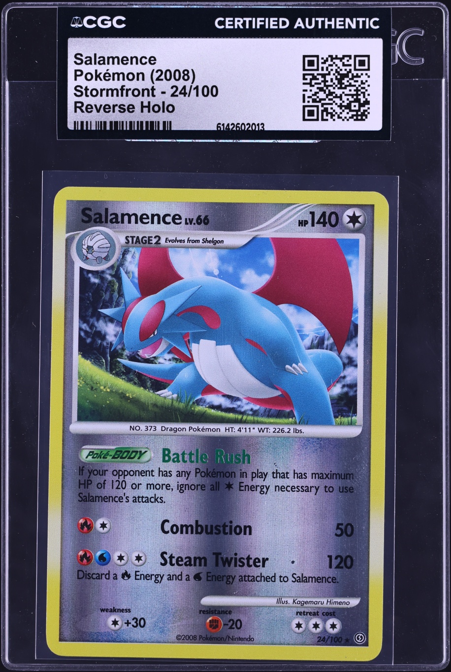 2008 Pokemon Diamond & Pearl Stormfront Reverse Holo Salamence #24 CGC AUTH