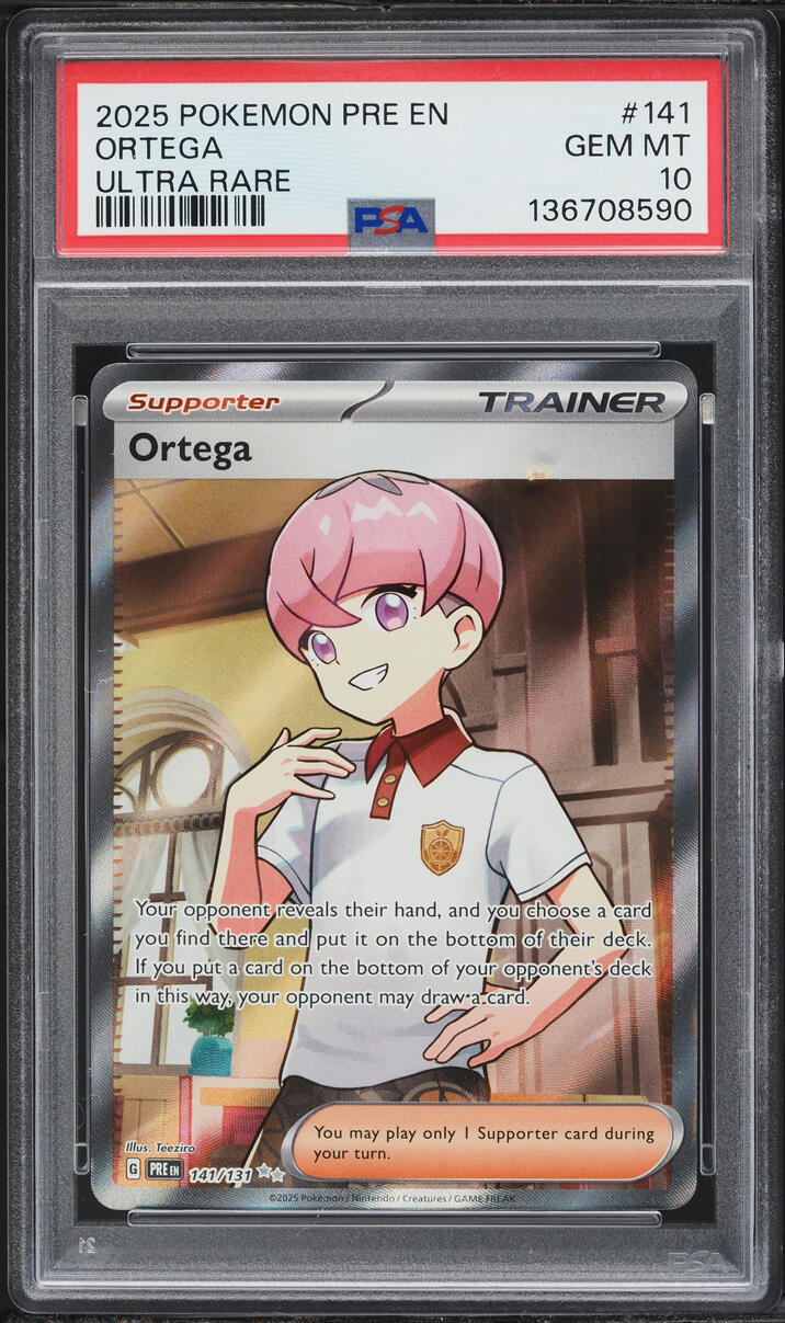 2025 Pokemon Scarlet & Violet Prismatic Evolutions Full Art Ortega #141 PSA 10 GEM MINT