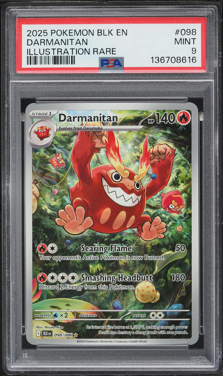 2025 Pokemon Scarlet & Violet Black Bolt IR Darmanitan #98 PSA 9 MINT
