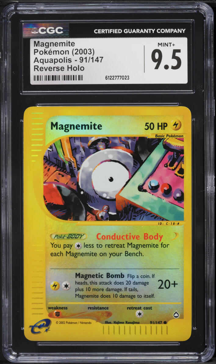 2003 Pokemon Aquapolis Reverse Holo Magnemite #91 CGC 9.5 MINT+