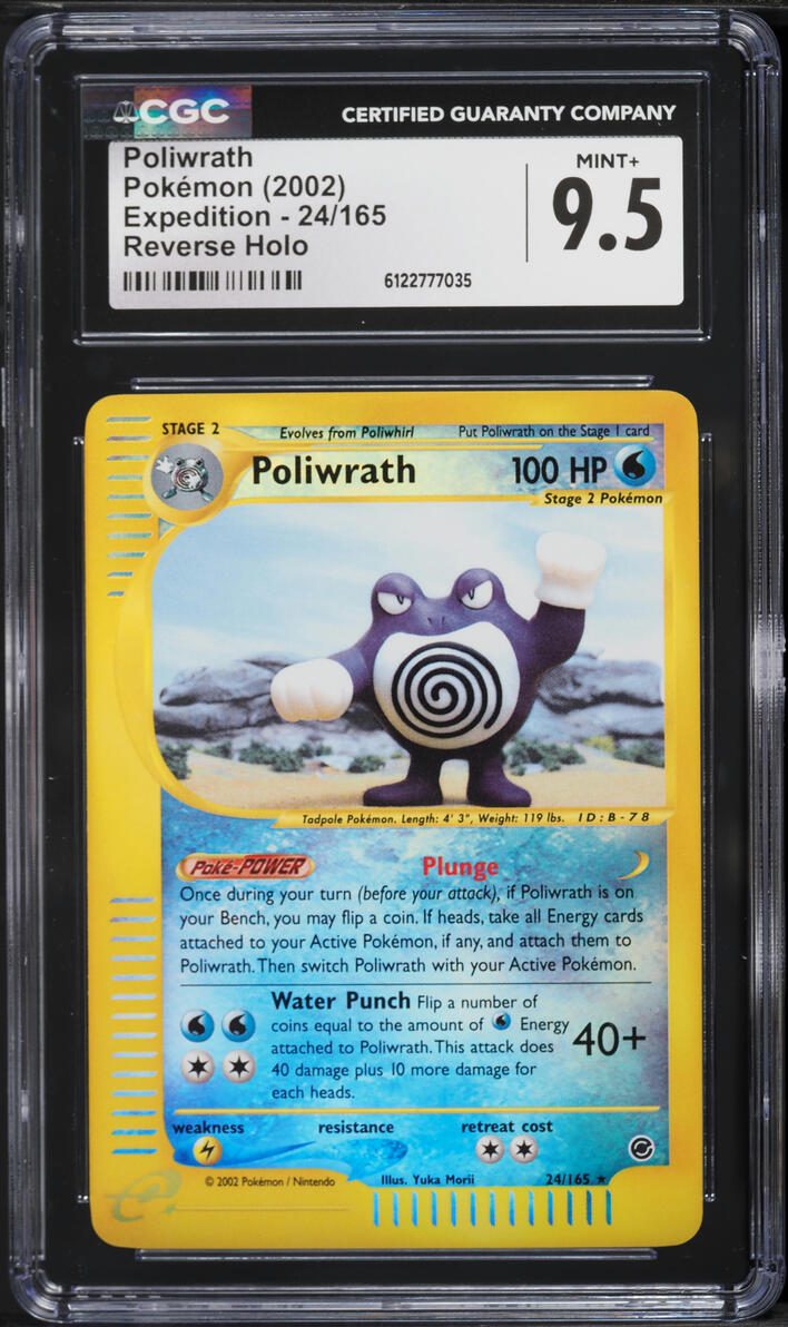 2002 Pokemon Expedition Reverse Holo Poliwrath #24 CGC 9.5 MINT+