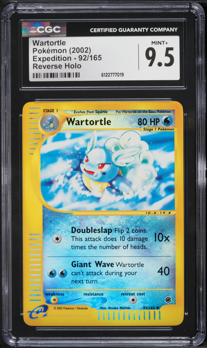 2002 Pokemon Expedition Reverse Holo Wartortle #92 CGC 9.5 MINT+