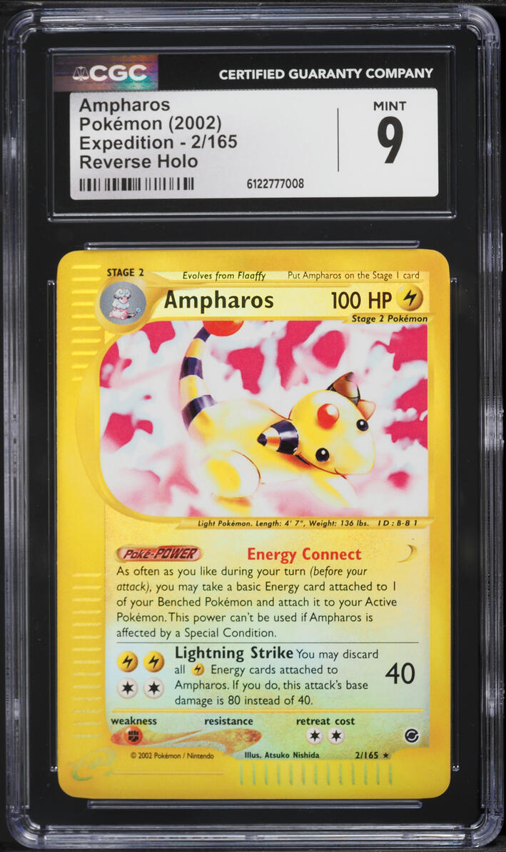 2002 Pokemon Expedition Reverse Holo Ampharos #2 CGC 9 MINT