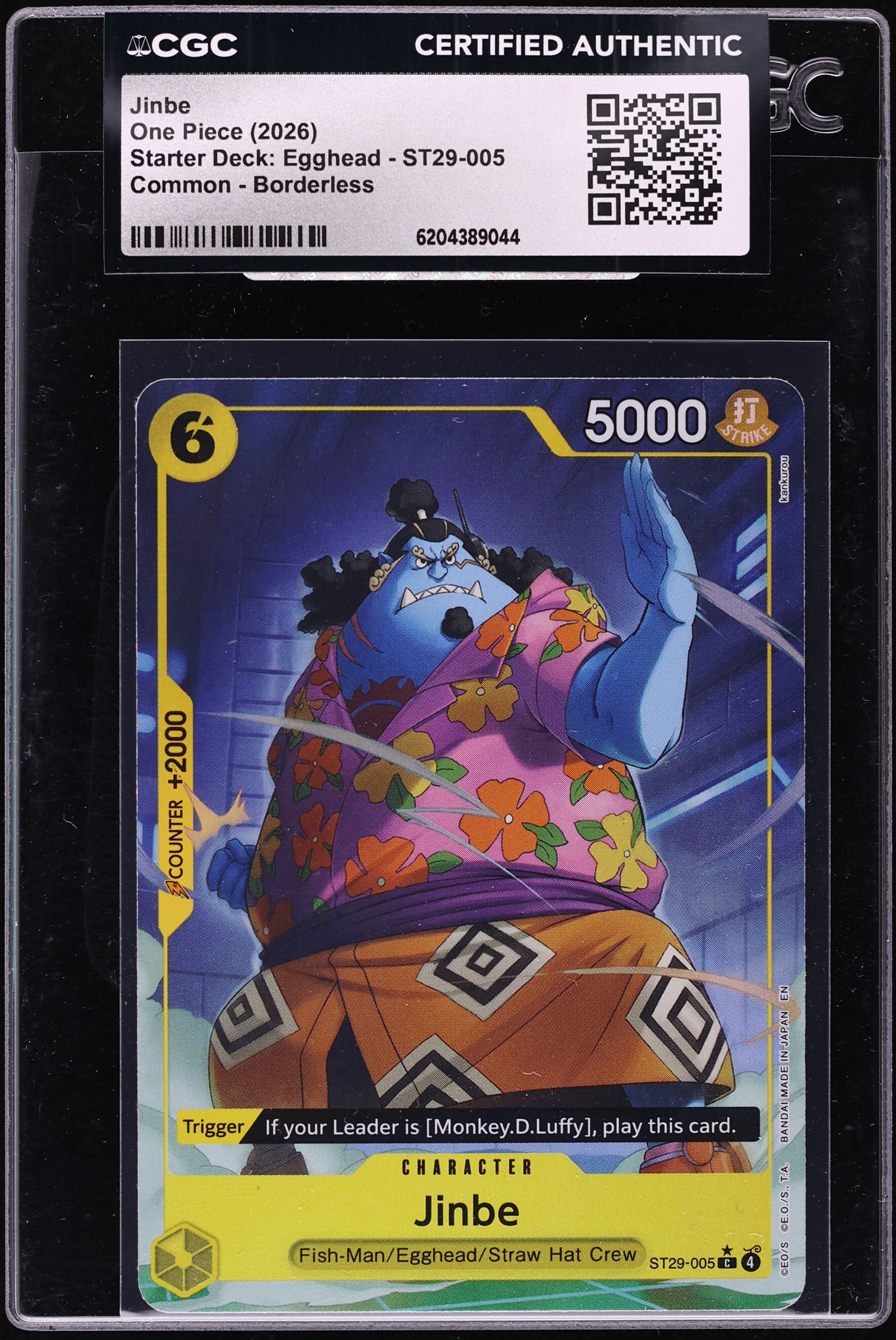 2026 One Piece Starter Deck Egghead Borderless Jinbe #ST29-005 CGC AUTH