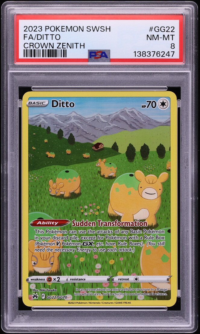 2023 Pokemon Sword & Shield Crown Zenith Full Art Ditto #GG22 PSA 8 NM-MT