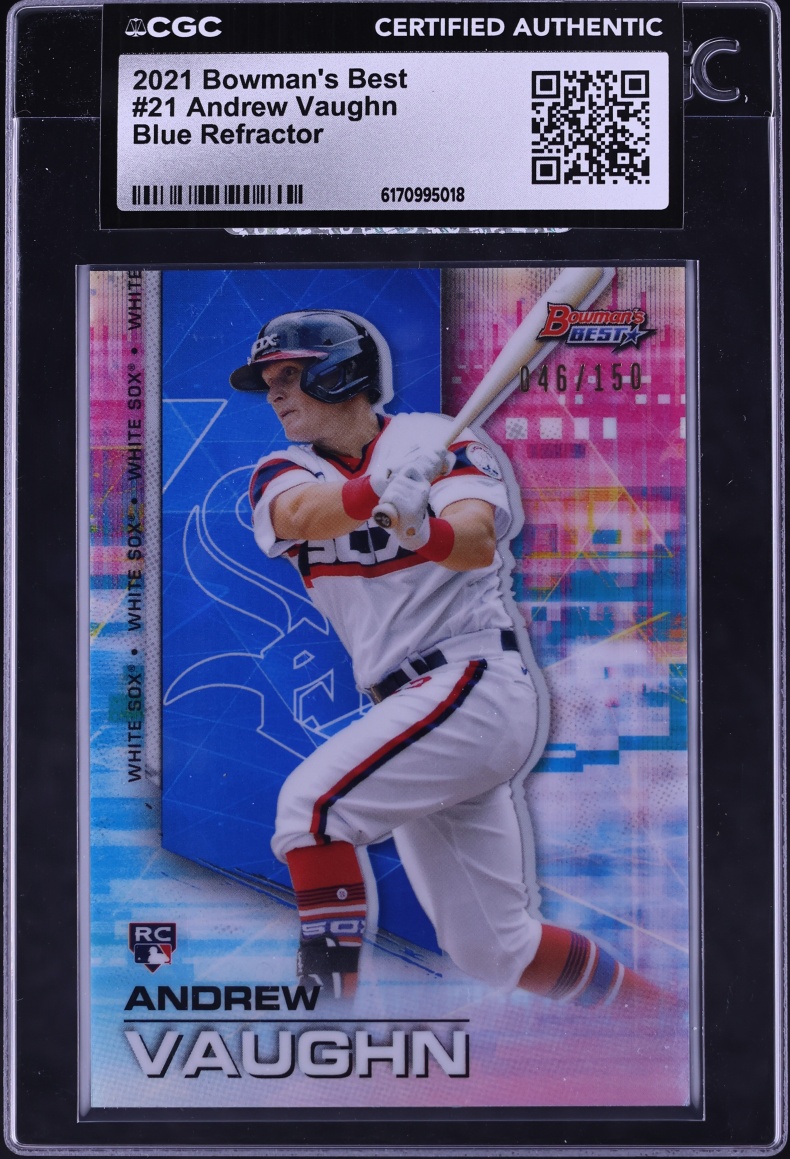 2021 Bowman's Best Blue Refractor Andrew Vaughn ROOKIE /150 #21 CGC AUTH