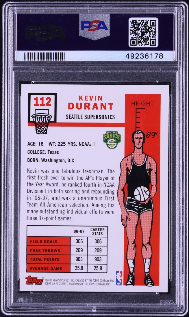 2007 Topps '57 Variation Kevin Durant ROOKIE #112 PSA 7 NRMT