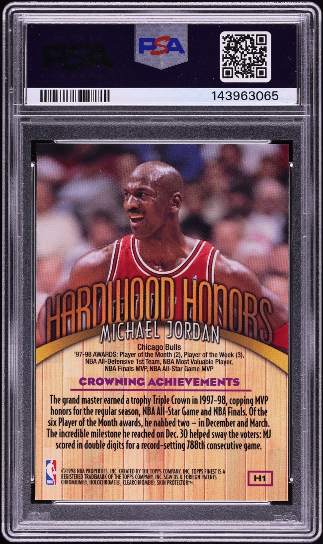 1998 Finest Hardwood Honors Michael Jordan #H1 PSA 8 NM-MT