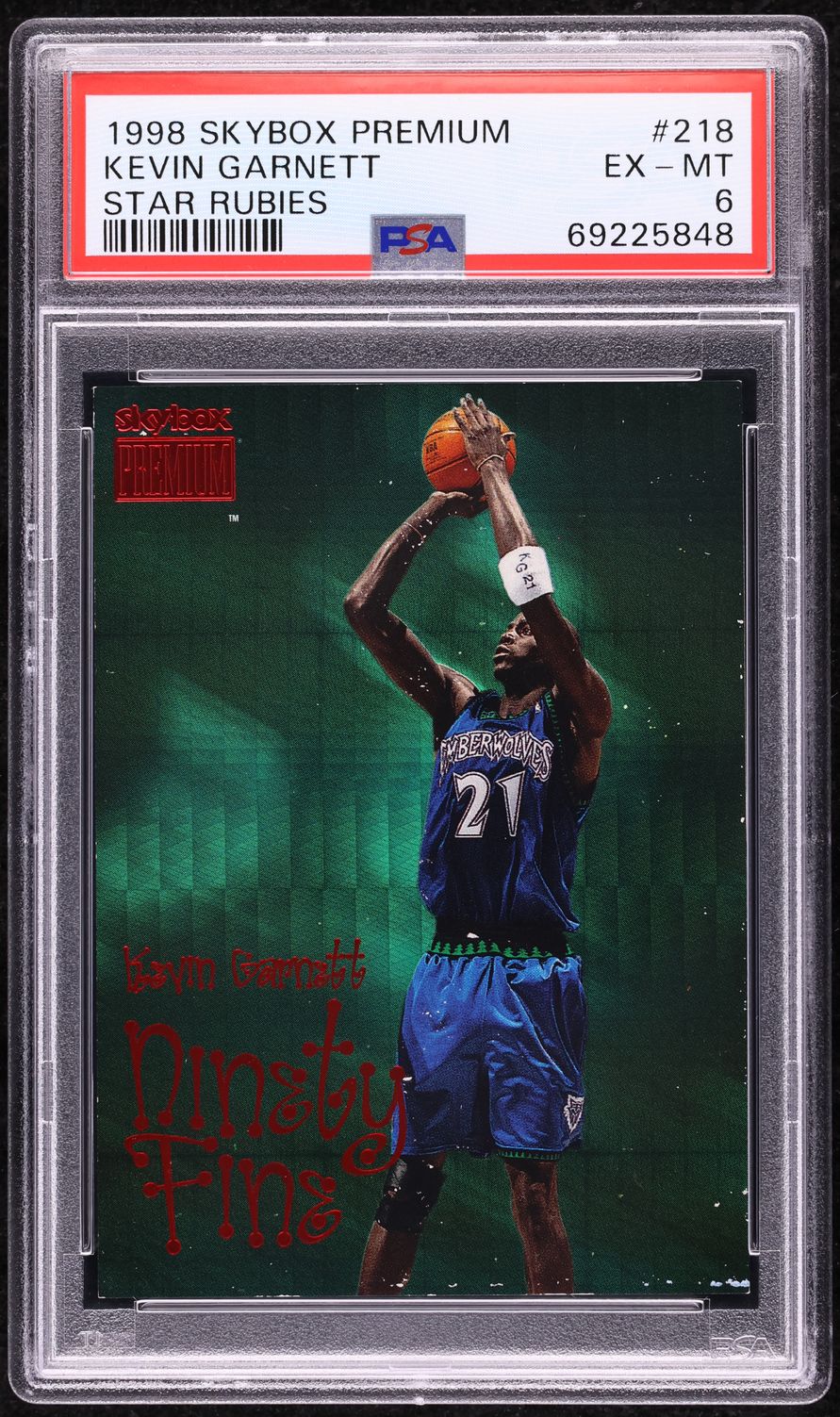 1998 Skybox Premium Star Rubies Kevin Garnett /50 #218 PSA 6 EXMT