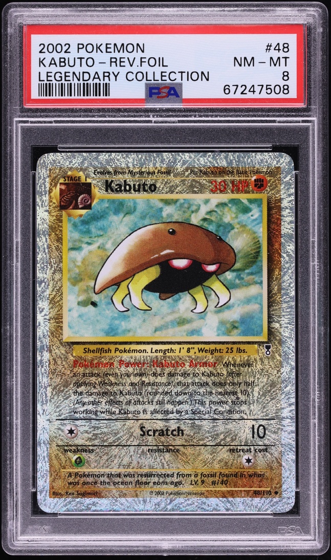 2002 Pokemon Legendary Collection Reverse Holo Kabuto #48 PSA 8 NM-MT