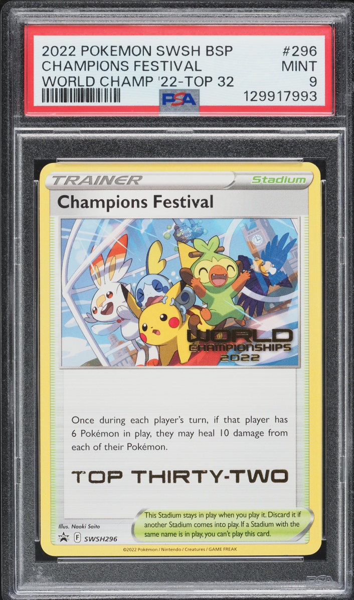 2022 Pokemon SWSH Black Star Promo Top 32 Champions Festival #296 PSA 9 MINT