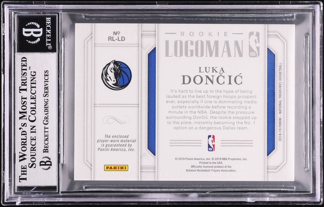 2018 National Treasures Luka Doncic ROOKIE NBA LOGOMAN PATCH /5 #RL-LD BGS 9 MINT