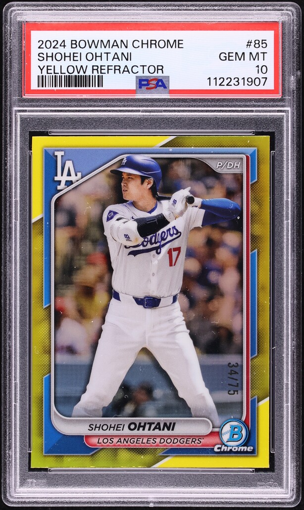 2024 Bowman Chrome Yellow Refractor Shohei Ohtani /75 #85 PSA 10 GEM MINT