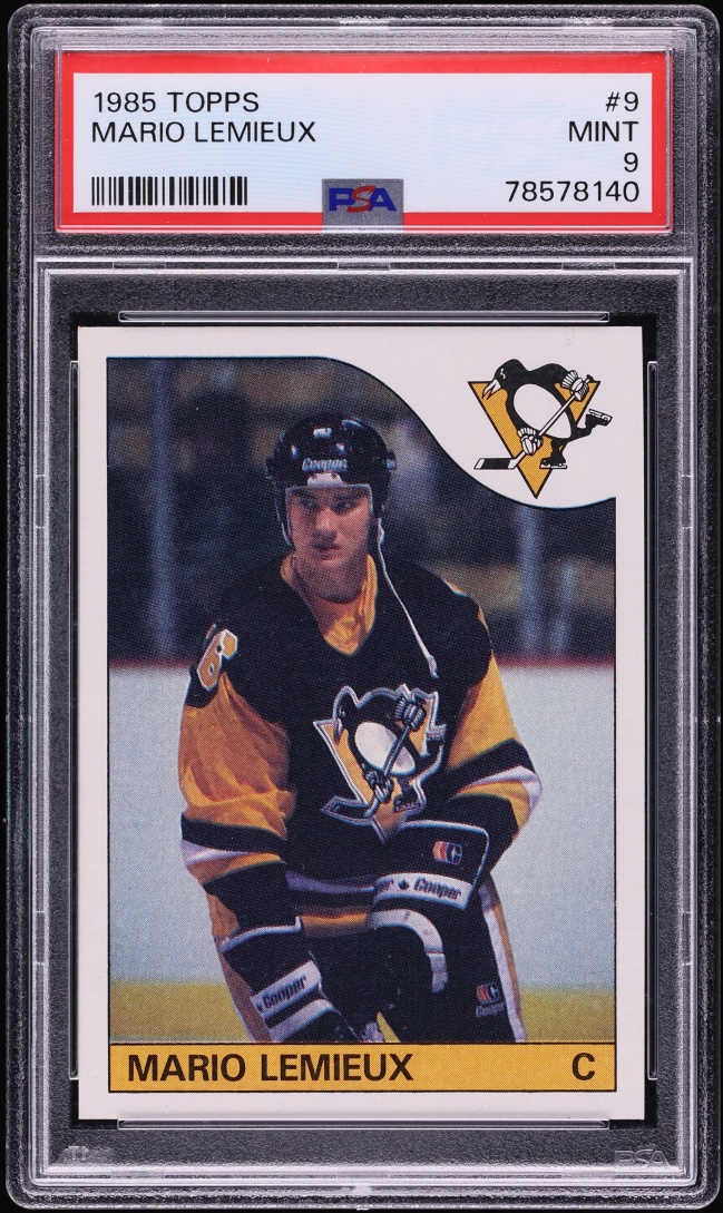 1985 Topps Hockey Mario Lemieux ROOKIE #9 PSA 9 MINT