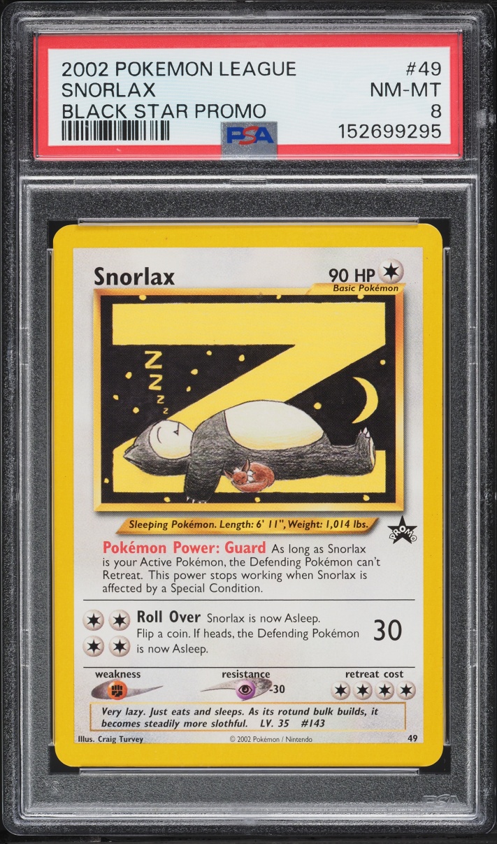 2002 Pokemon League Black Star Promo Snorlax #49 PSA 8 NM-MT