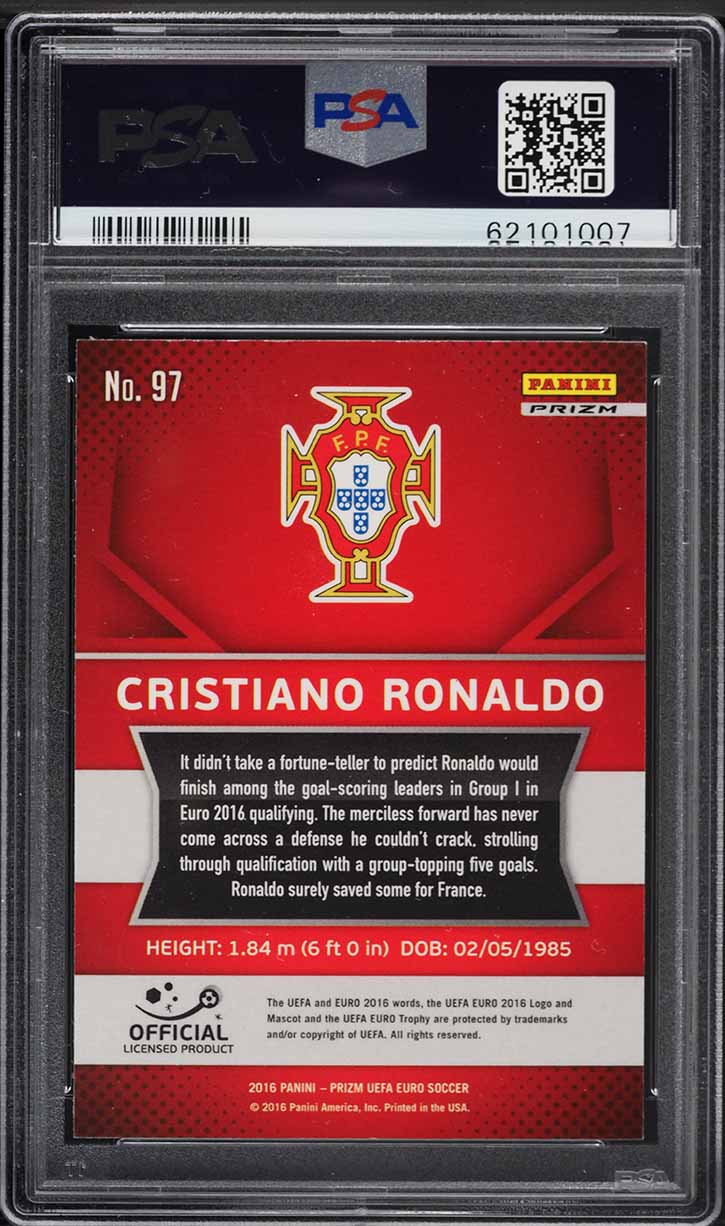2016 Panini Prizm UEFA Silver Cristiano Ronaldo #97 PSA 10 GEM MINT