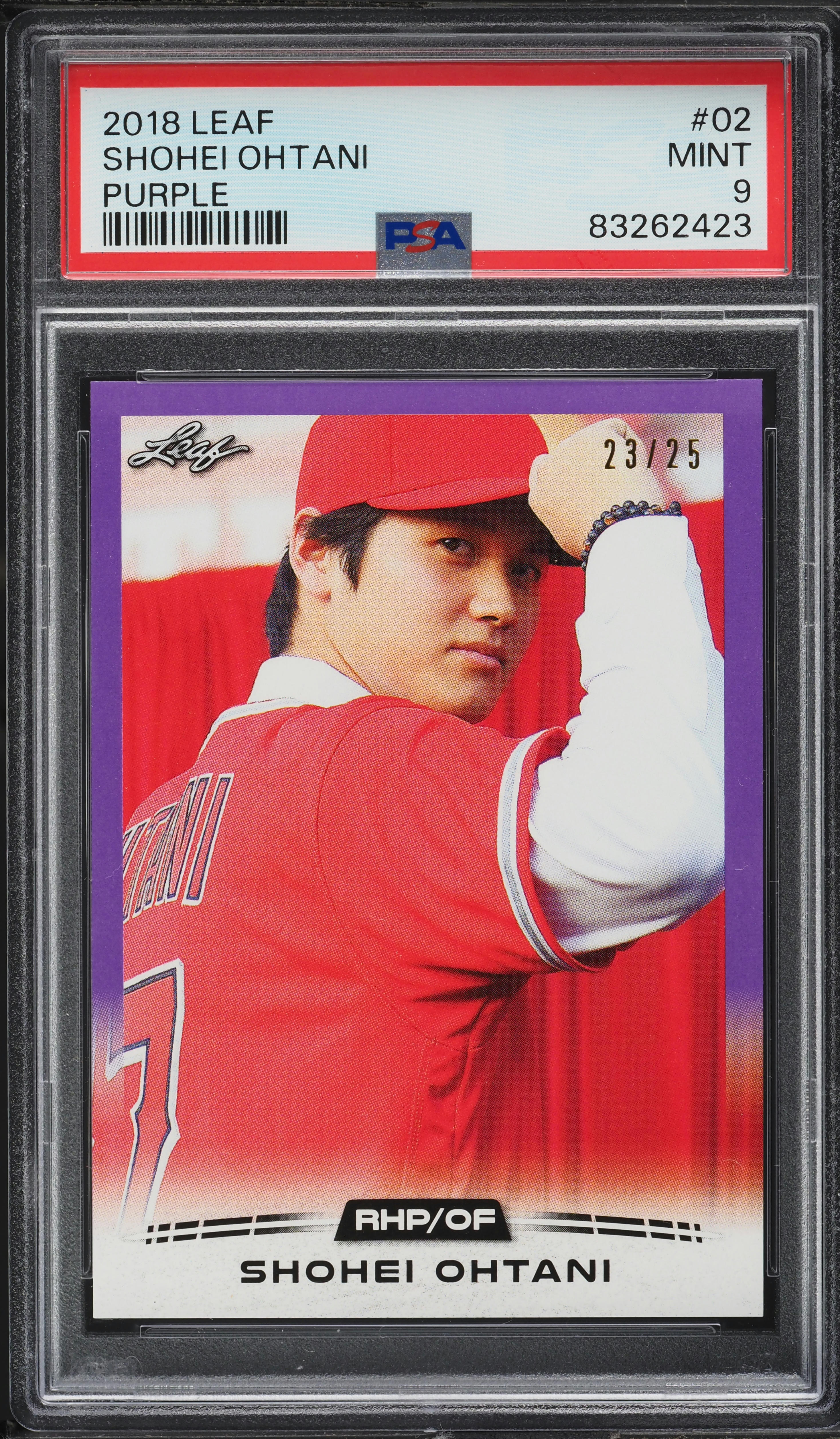 2018 Leaf Ohtani Retail Purple Shohei Ohtani /25 #02 PSA 9