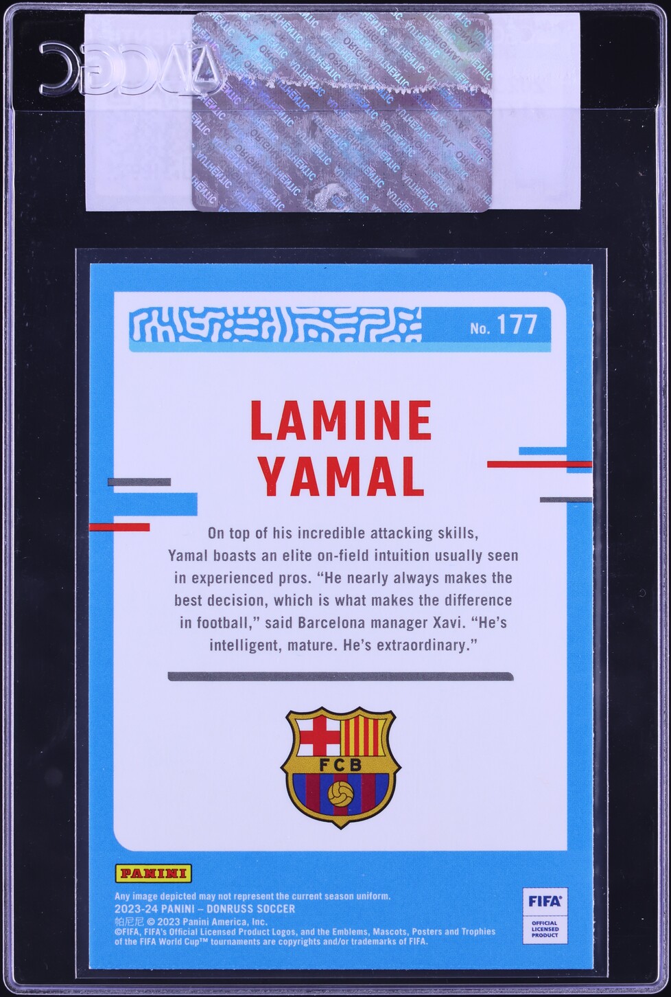 2023 Donruss FIFA Lamine Yamal ROOKIE #177 CGC AUTH