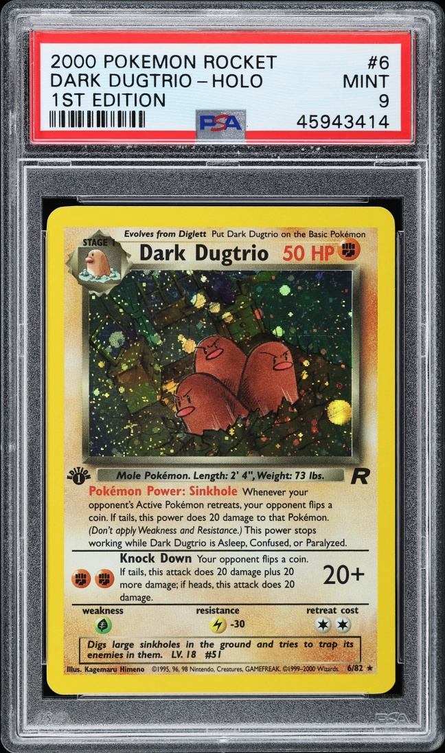 2000 Pokemon Team Rocket 1st Edition Holo Dark Dugtrio #6 PSA 9 MINT