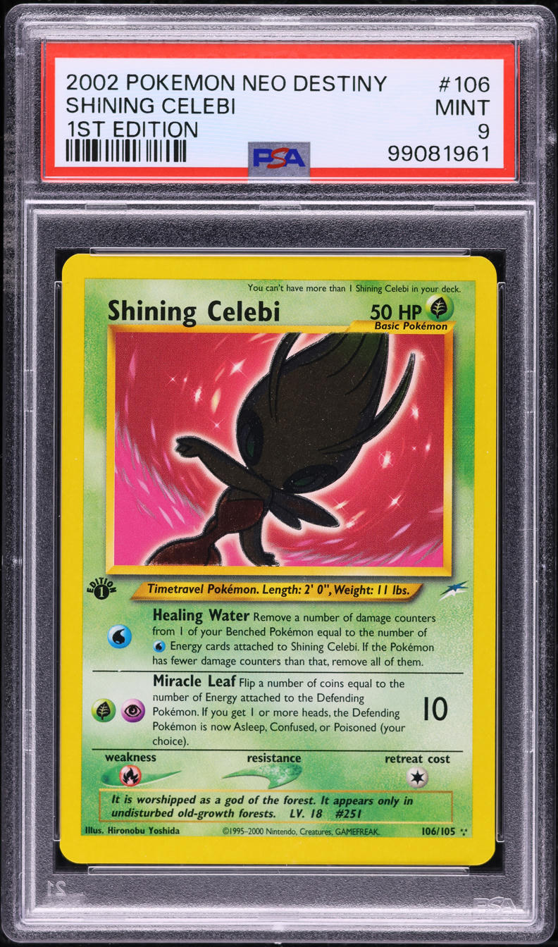 2002 Pokemon Neo Destiny 1st Edition Shining Celebi #106 PSA 9 MINT