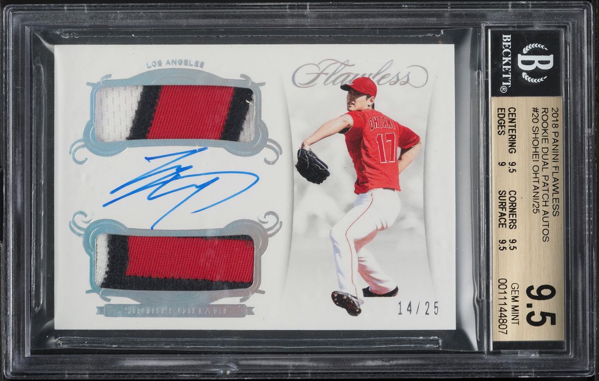 2018 Panini Flawless Dual Shohei Ohtani ROOKIE PATCH AUTO /25 #20 BGS 9.5 GEM MINT