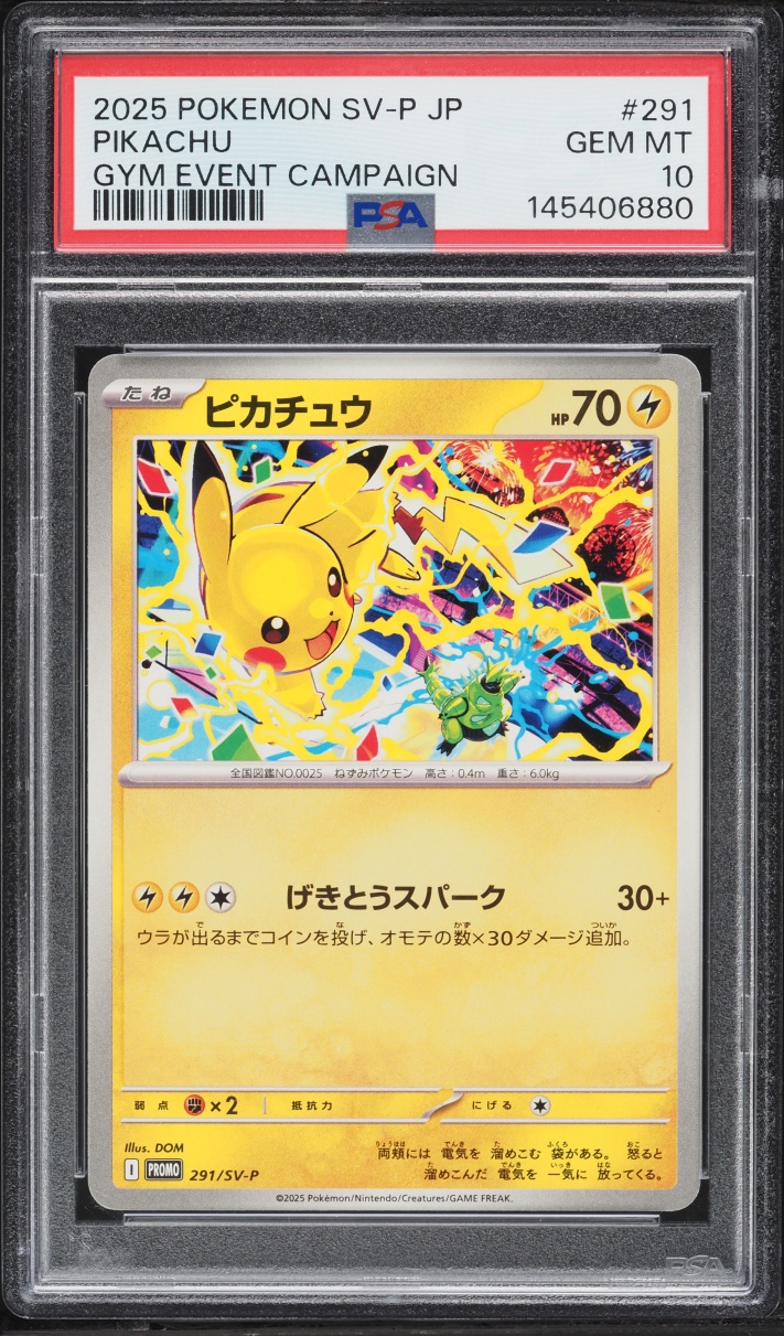 2025 Pokemon Japanese Scarlet & Violet Promo Gym Event Campaign Pikachu #291 PSA 10 GEM MINT