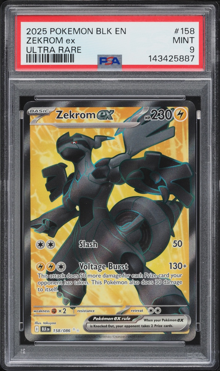 2025 Pokemon Scarlet & Violet Black Bolt Full Art Zekrom EX #158 PSA 9 MINT