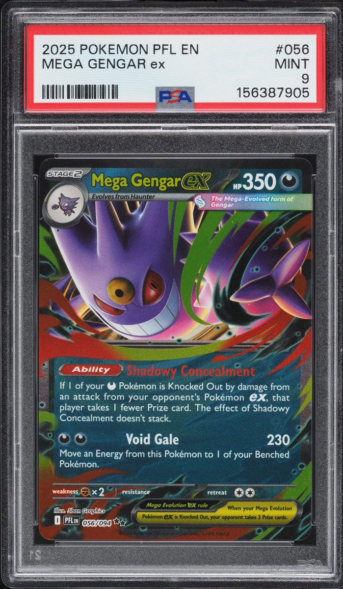 2025 Pokemon Mega Evolution Phantasmal Flames Holo Mega Gengar EX #56 PSA 9 MINT