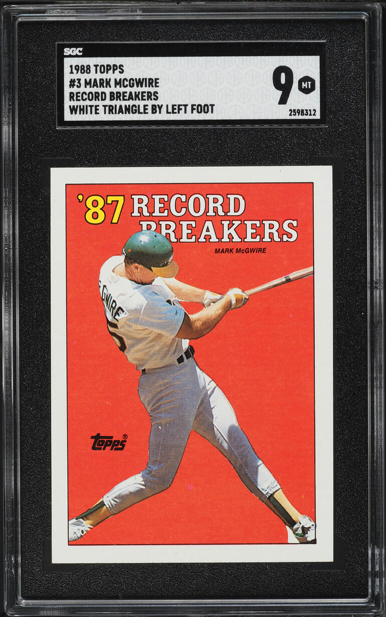 1988 Topps Record Breakers White Triangle By Left Foot Mark Mcgwire #3 SGC 9 MINT