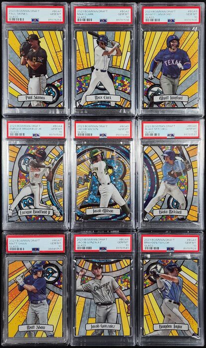 thumbnail image 2 of PSA 10 2023 Bowman Chrome Paul Skenes Stained Glass Rookie Card #BGA-1 Pirates 2 of 5