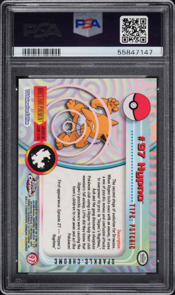 2000 Topps Chrome Pokemon Series 2 Sparkle Hypno #97 PSA 10 GEM MINT