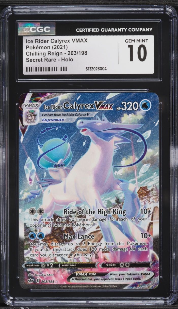 2021 Pokemon Sword & Shield Chilling Reign Ice Rider Calyrex VMAX #203 CGC 10 GEM MINT