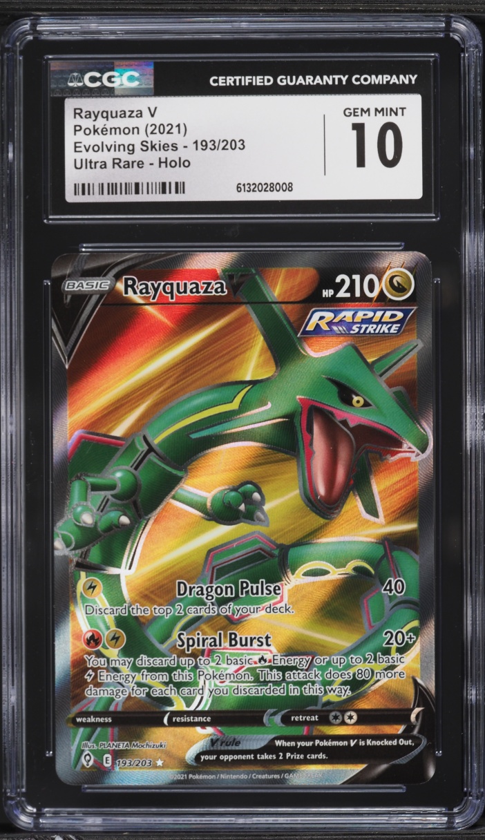 2021 Pokemon Sword & Shield Evolving Skies Full Art Rayquaza V #193 CGC 10 GEM MINT