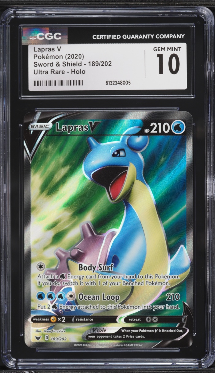2020 Pokemon Sword & Shield Full Art Lapras V #189 CGC 10 GEM MINT