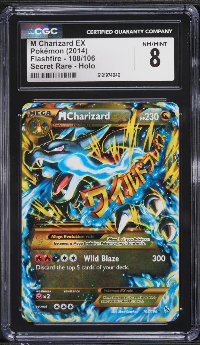 2014 Pokemon XY Flashfire Holo SEC M Charizard EX #108 CGC 8 NM-MT